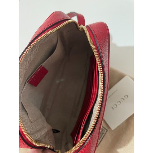 Gucci GG Red Beige Leather Canvas Bree Small Messenger Crossbody Bag Purse Italy - Picture 16 of 16